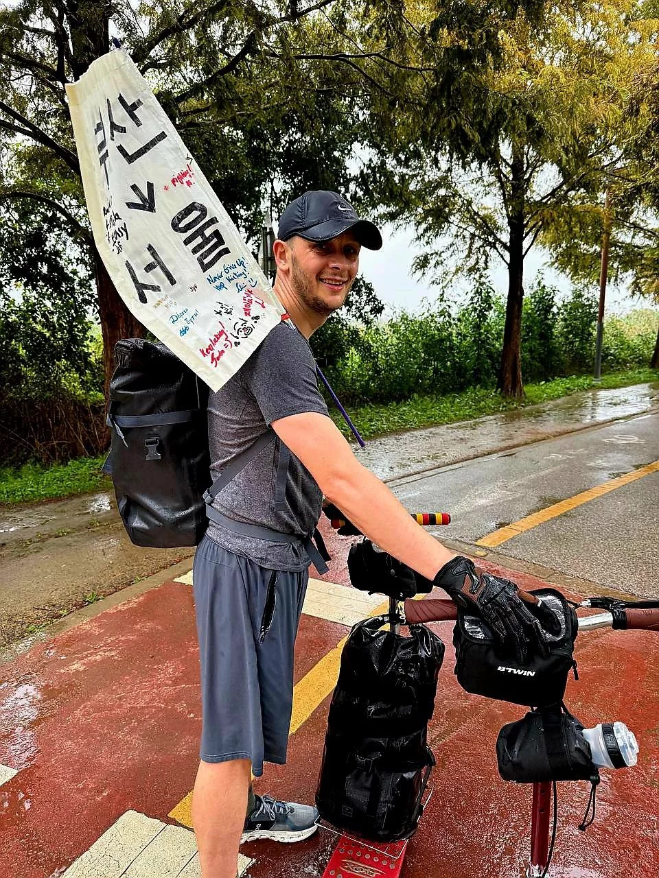 The kind café owner who asked why they do this journey and served hot drinks