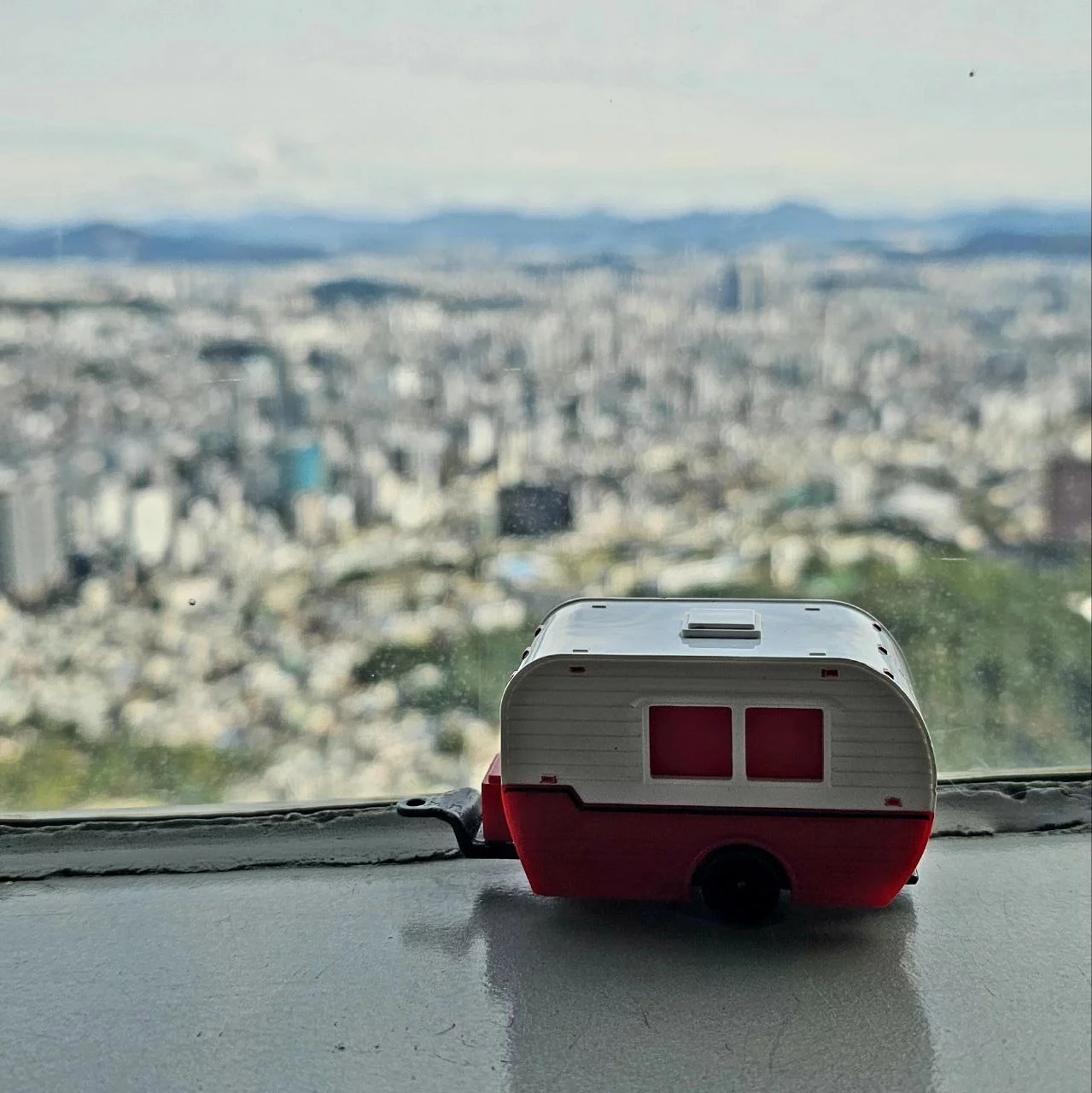 Looking out over Seoul from Namsan Tower