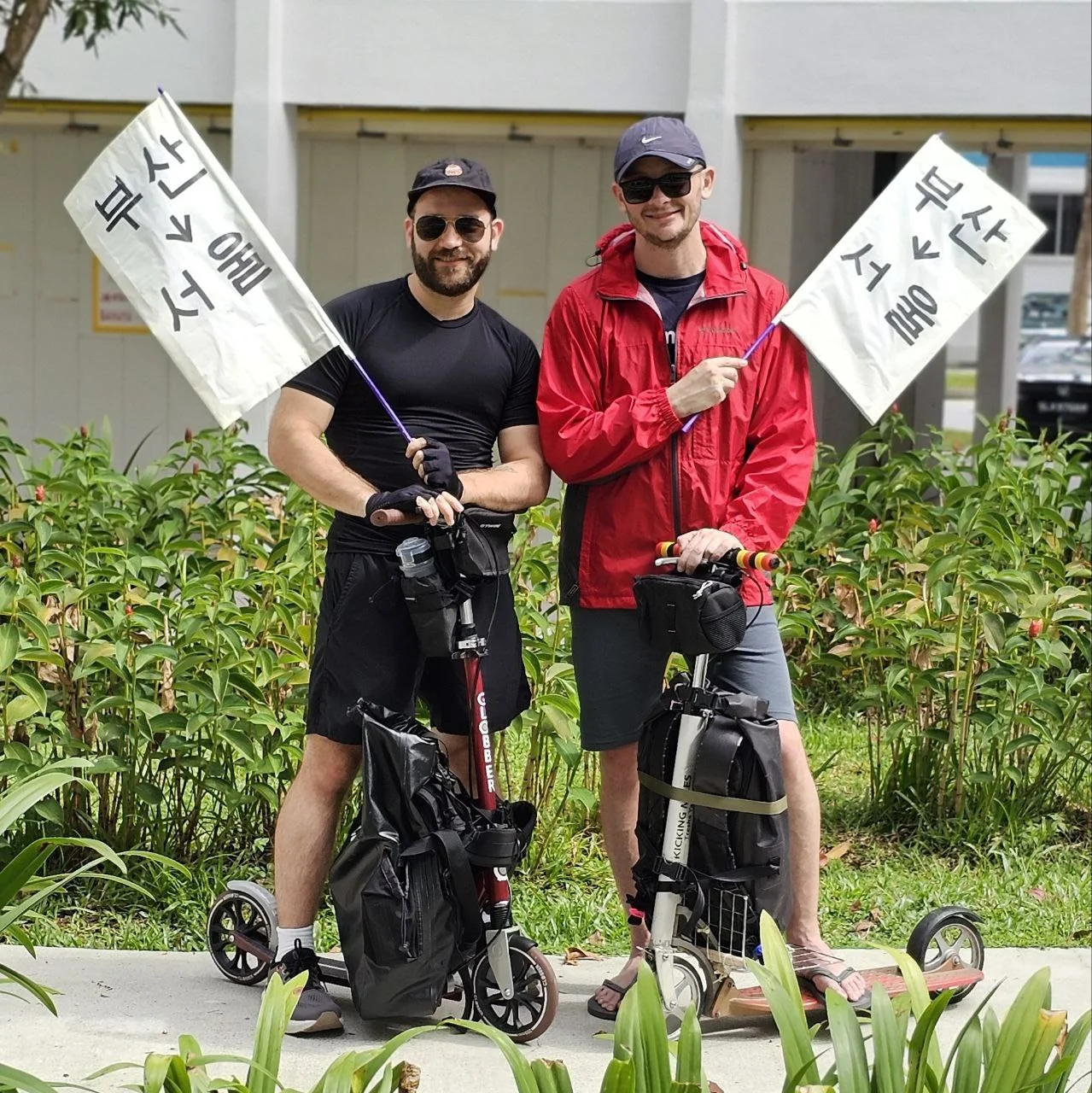 Alex and Michael, the team planning the Korea 2025 kick scooter adventure from Busan to Seoul